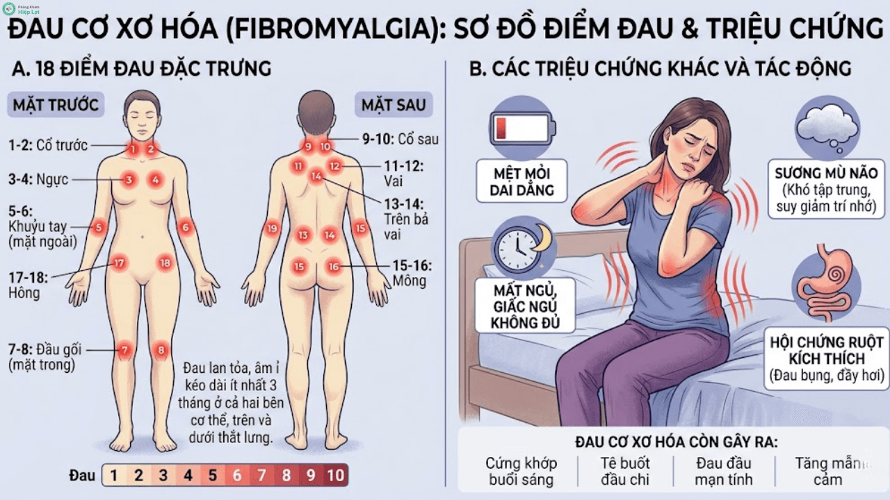 Điểm Danh 8 Triệu Chứng Đau Cơ Xơ Hóa Điển Hình Nhất Giúp Nhận Biết Bệnh - Phòng khám Hiệp Lợi