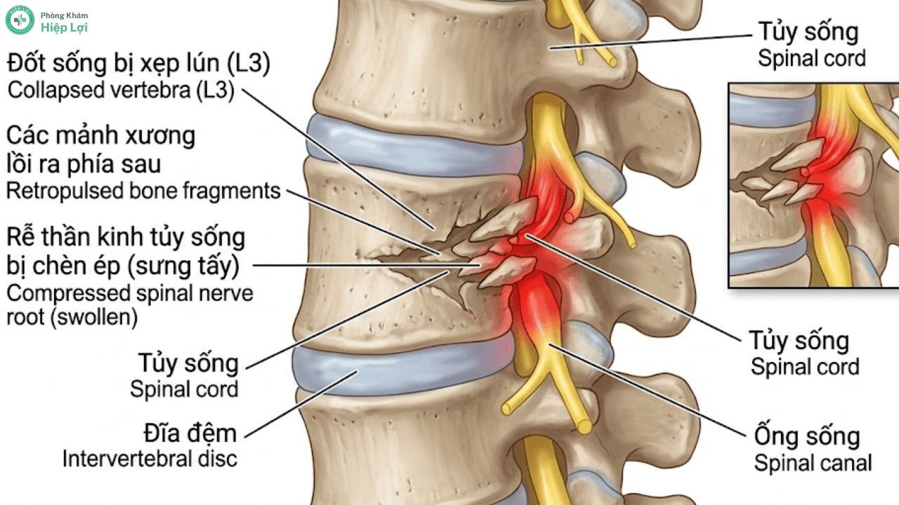 Vỡ Lún Cột Sống: Nguyên Nhân, Biến Chứng Và Cách Điều Trị - Phòng khám Hiệp Lợi