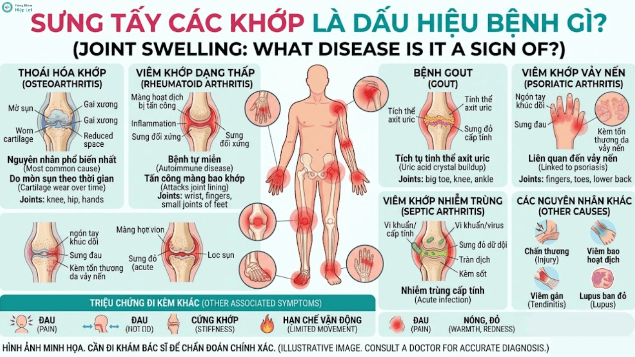Giải Đáp Từ Bác Sĩ: Sưng Tấy Các Khớp Là Dấu Hiệu Bệnh Gì Và Cách Xử Lý - Phòng khám Hiệp Lợi