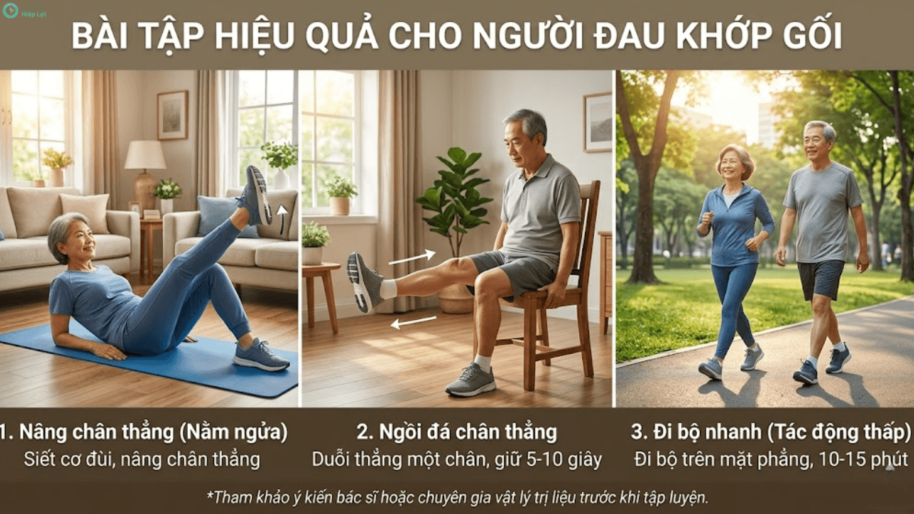Chuyên Gia Hướng Dẫn 7 Bài Tập Thể Dục Cho Người Đau Khớp Gối Hiệu Quả Tại Nhà - Phòng khám Hiệp Lợi