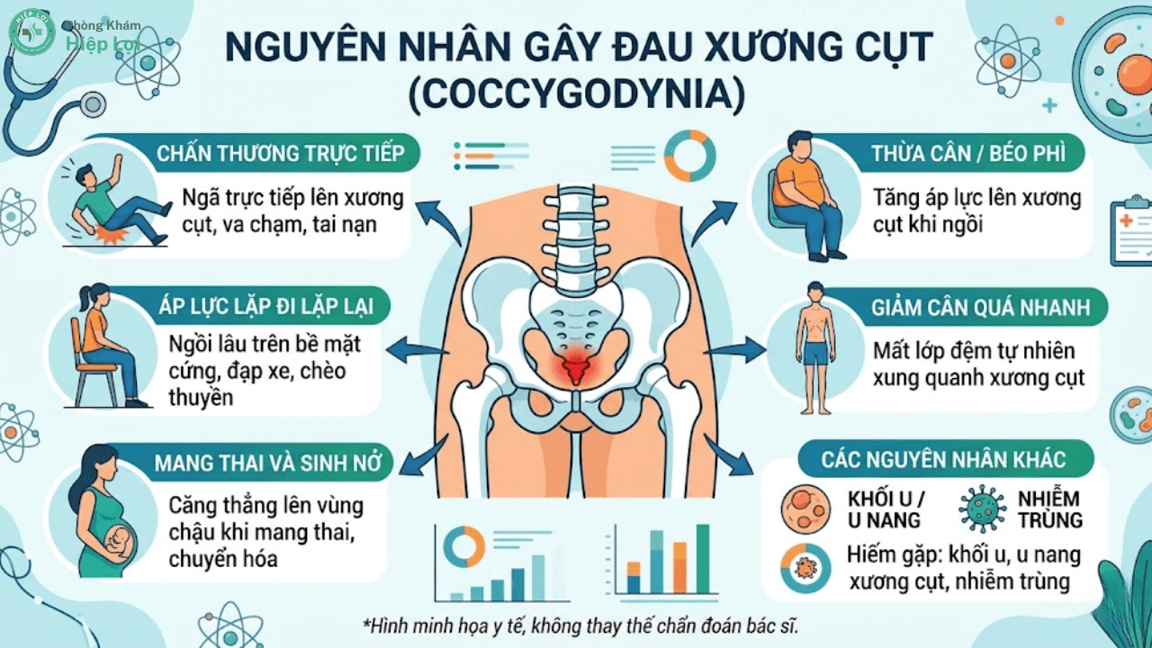 Đau Xương Cụt Là Bệnh Gì? Nguyên Nhân Cốt Lõi Và Cách Điều Trị - Phòng khám Hiệp Lợi